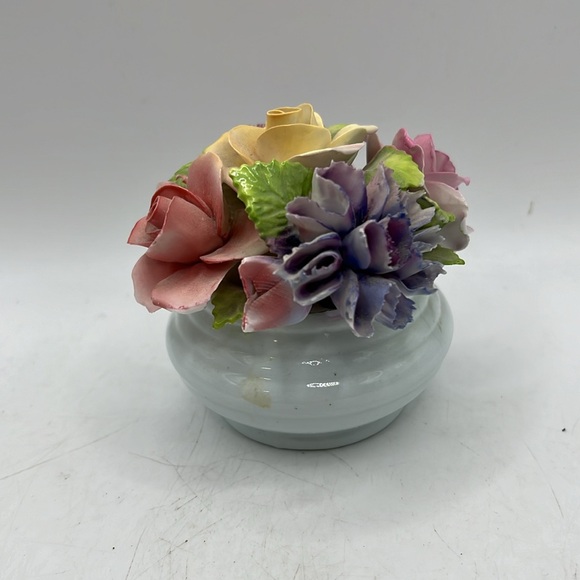 Vintage Thorley Bone China Decor Art Collectible Flower Vase Basket White Pink - Picture 4 of 9